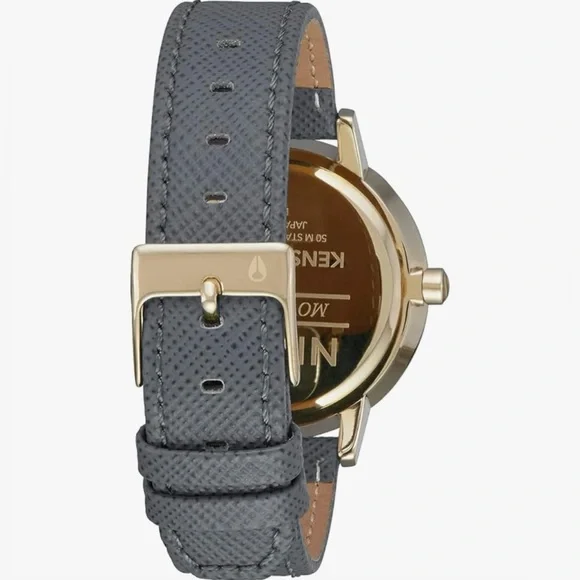 Nixon Kensington Leather Light Gold/Charcoal Casual Designer Women's Watch - Picture 8 of 10